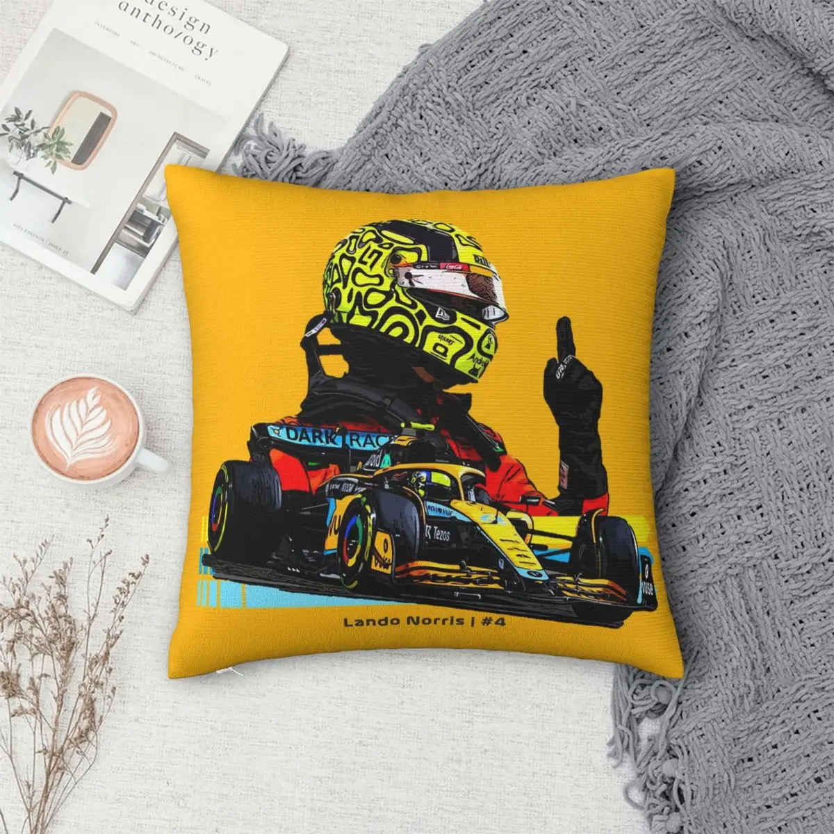Drawing Lando Norris 4 - F1 Square Pillowcase Cushion Cover Decorative Pillow Case Throw Pillow Cover for Home Sofa Living Room