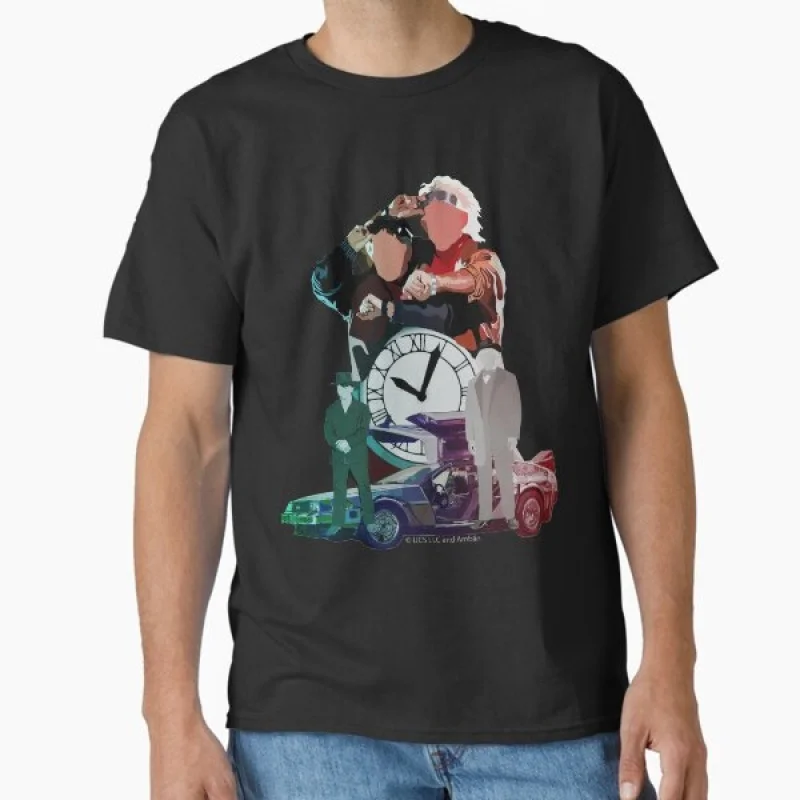 

0324 Back To The Future Retro Sic Fi Gift t shirt Vintage Time Machine DeLorean Graphic Clothes 100% cotton Large size Tops