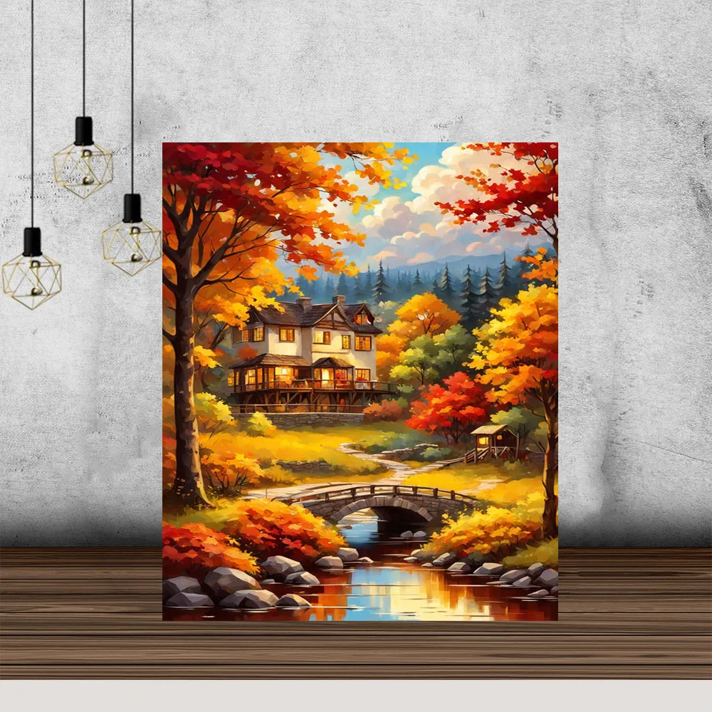 Autumn Landscape Diamond Painting Mosaic Full Drill Square/Round Diamond Embroidery Cross Stitch Set Home Wall Decoration Art