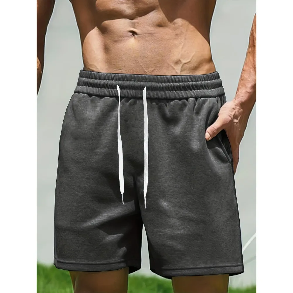 メンズ ライトグレー 通気性 スポーツ ショーツ、多機能 カジュアル 四季対応 ショーツ、伸縮性ウエストバンドとドローストリング付き