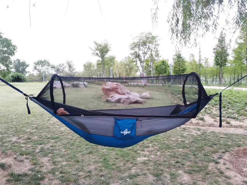 Ultraleichte Reisecamping-Hängematte Pop-up-Netz hängematte mit klappbarem Moskito netz für Reisen im Freien – Detail 10