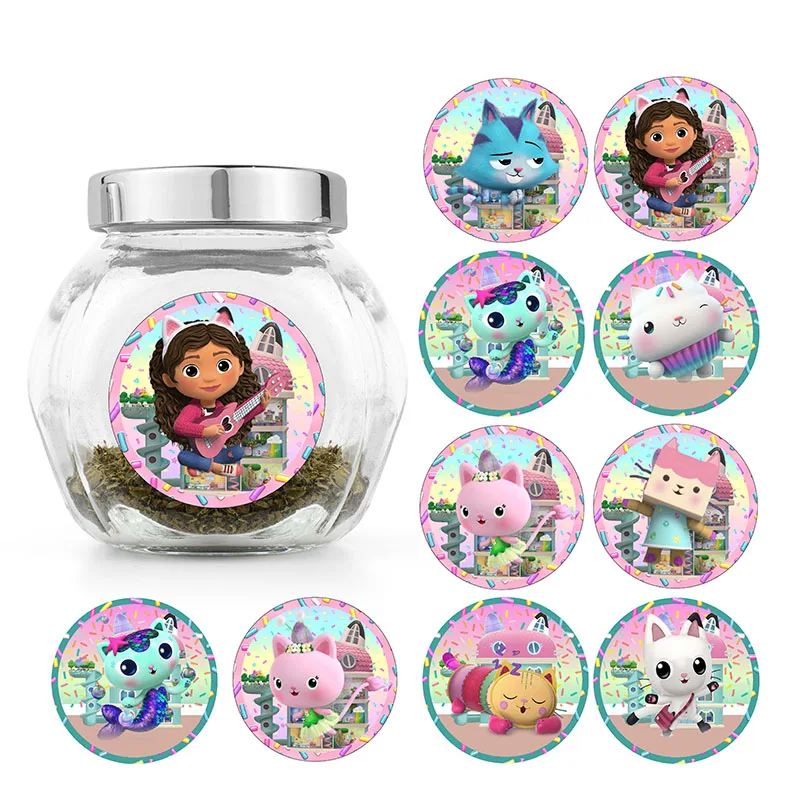Gabby Dollhouse Premium Matte Finish Round Stickers - Kawaii Character Decals for Phone Cases, Laptops & DIY Scrapbooks