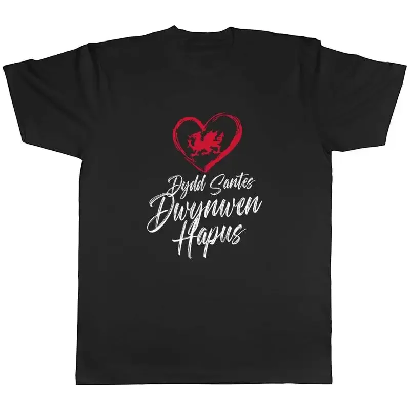 Mens T Shirt Dydd Santes Dwynwen Hapus Valentines Day Welsh Unisex Tee Gift