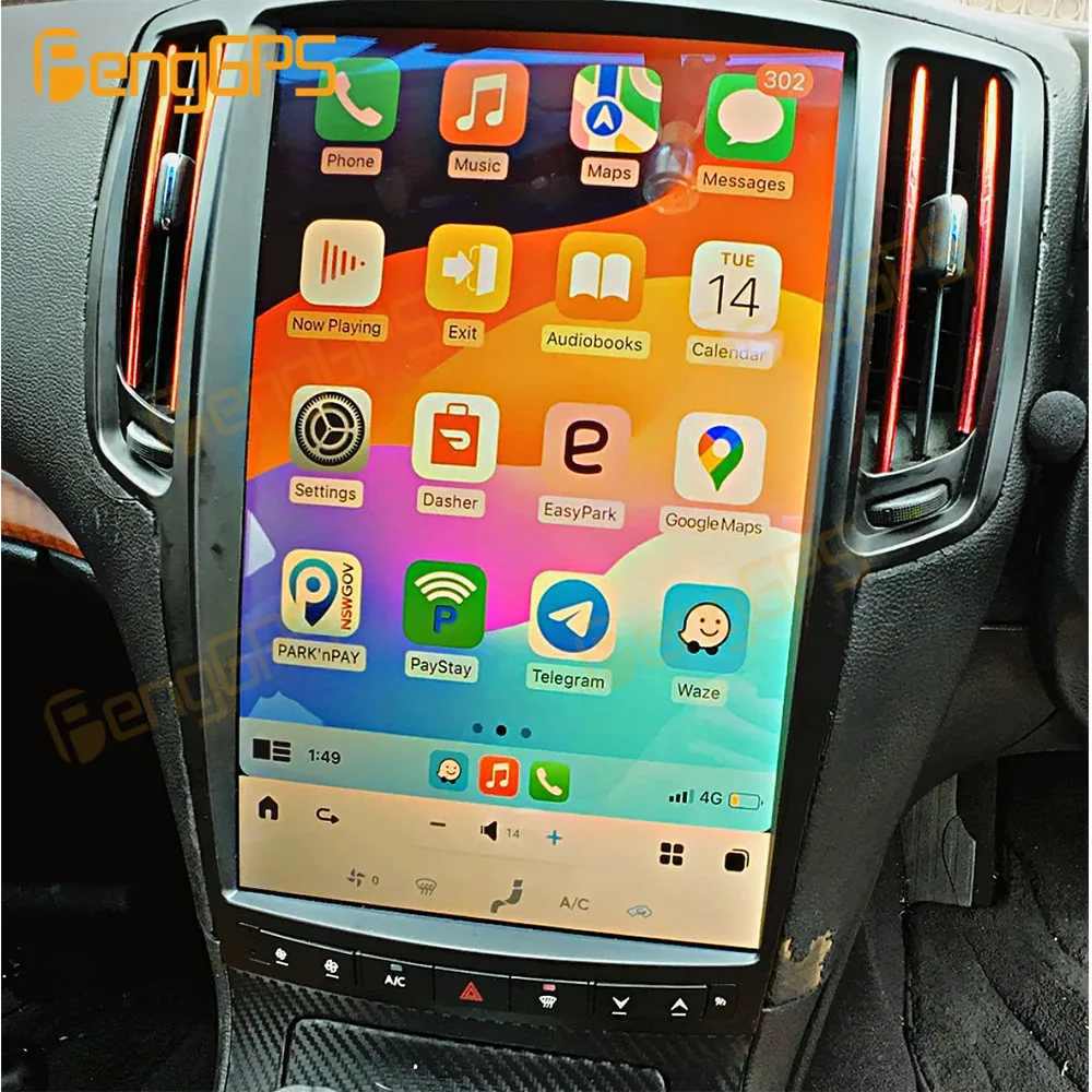 14 inch Qualcomm large screen For Infiniti G37 2007-2013 Multimedia Stereo Player Android 11 CarPlay Video DVD Screen Navigation