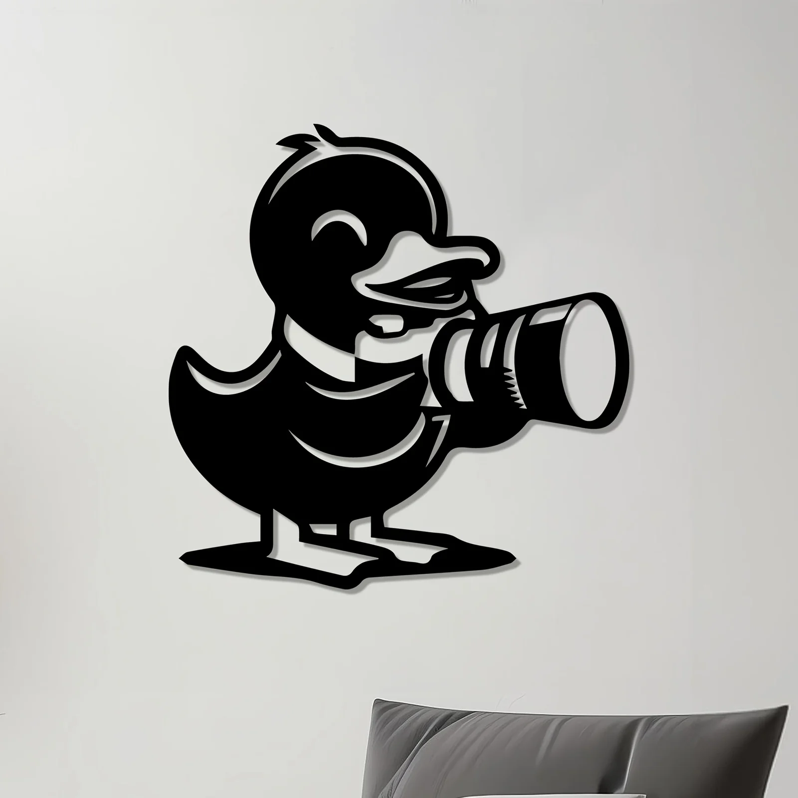 Duck & Telescope Iron Wall Art, Rust‑Resistant, Kids Bedroom Garden Fence Decor