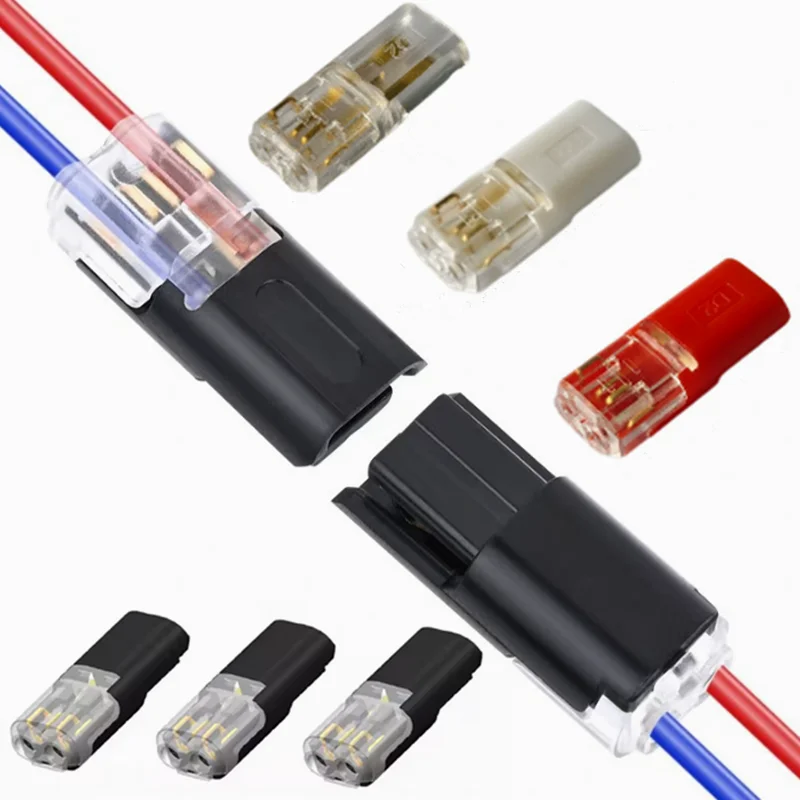 10/20/30/50/100Pcs D2 Plug Wire Connect Terminal 2 Way Cable Plug Wire Snap Quick Connectors Strip Connector for Car Electric