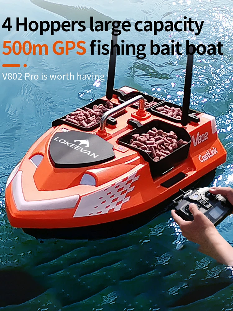 RC Angelköderboot mit GPS+Beidou, 12000mAh Akku, 4 Futterkammern, große Kapazität, 500m automatische Rückkehr bei verlorener/Stärke-entfehlter Batterie, 160 Punkte, Tempomat-Funktion