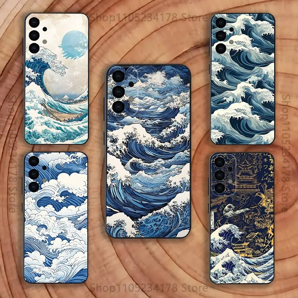 

Phone Case for Samsung S24 S22 S25 Ultra S9 S20 FE S23 Plus S10 S21 Ukiyo-e Ocean Waves Creative ART Shockproof Funda Cover