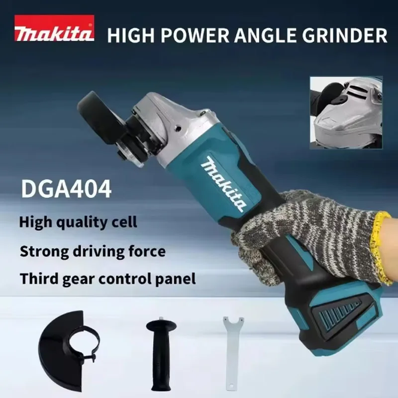 Amoladora angular inalámbrica sin escobillas Makita DGA404 original de 125 mm, herramienta de corte, pulido y rectificado con batería de iones de litio para batería de 18 V