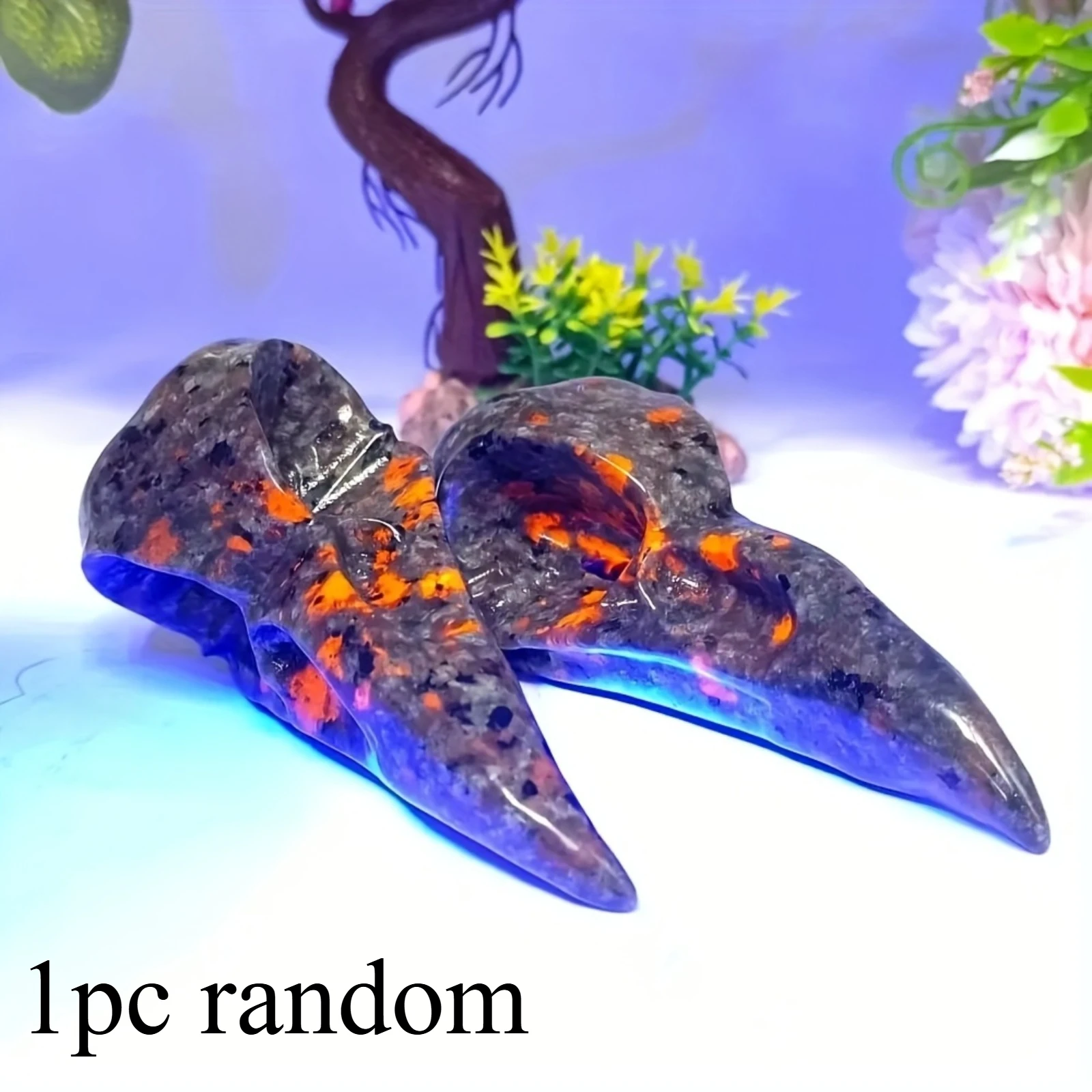 1pc Natural Flame Stone Crow Skull Carving, Home Decoration, One-of-a-Kind Crystal Animal Statue, Perfect for Desk Decor