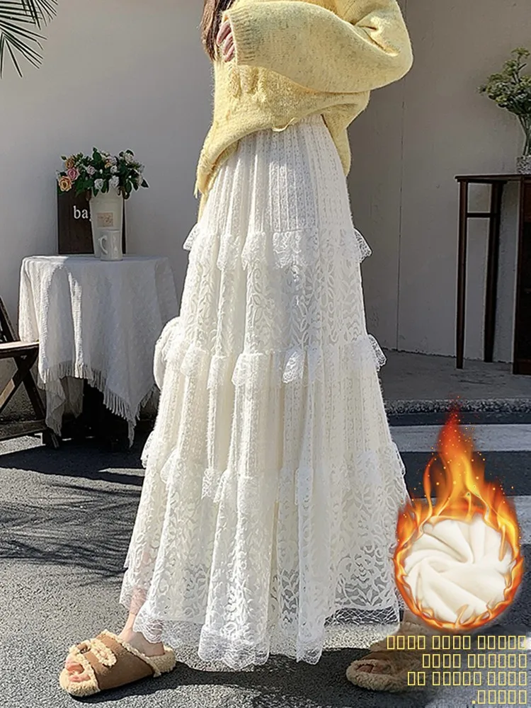 

Юбка Ele Fairy Cake с высокой талией, А-силуэт, комбинированная, длинная, женская, весна 2026, новая, модная, стройнящая, в пол