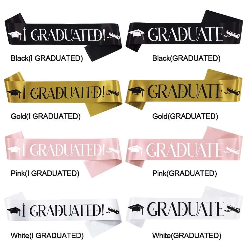 I GRADUATED Sash Graduation Belt Scarf Graduation Ceremony Party Shoulder Strap Decor Graduate Photo Prop Ornament