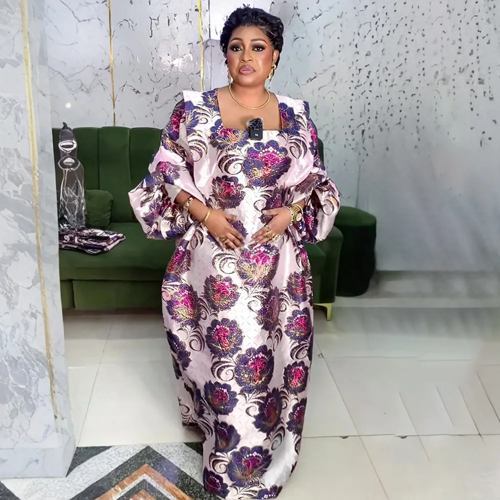 

African Clothes for Women 2025 Plus Size Africa Dress Dashiki Ankara Embroidery Robe Bazin Design Wedding Party Dresses