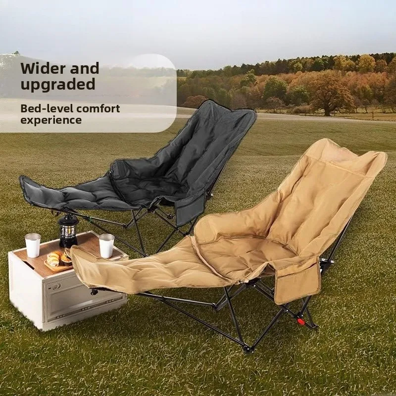 Outdoor folding chair portable with foot drag cotton moon chair three-gear adjustable office lunch break recliner