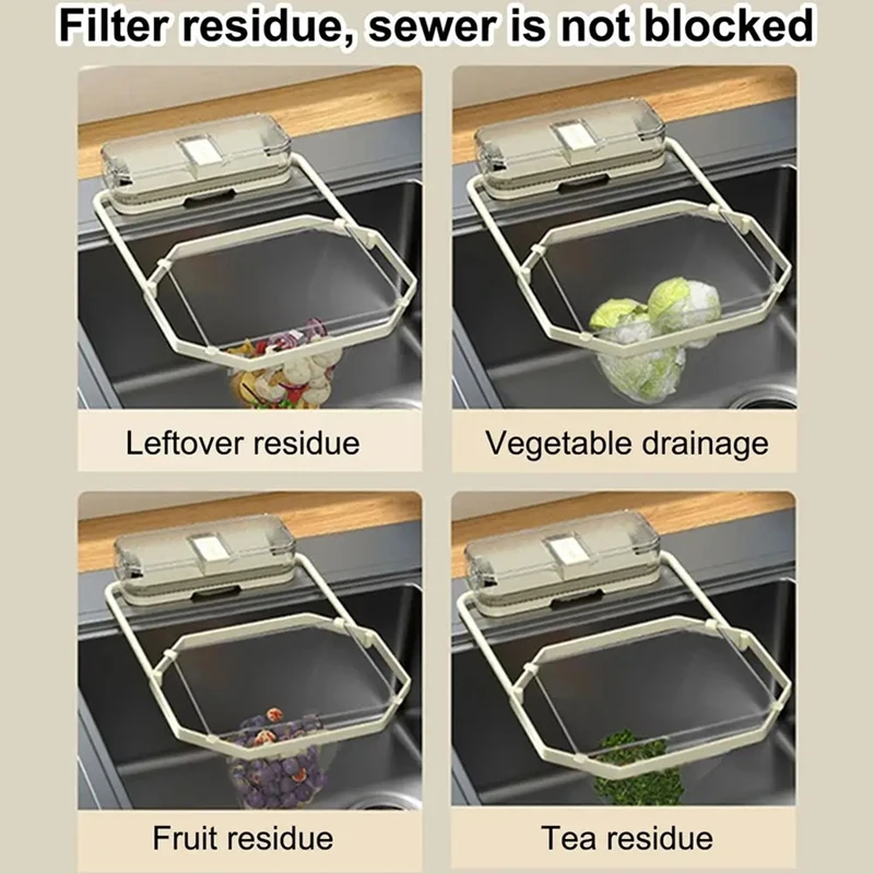 Height Adjustable Net Filter Bag Multi-Purpose Drainage Rack Drain Basket Kitchen Sink Filter Leftover Soup Food Drainer