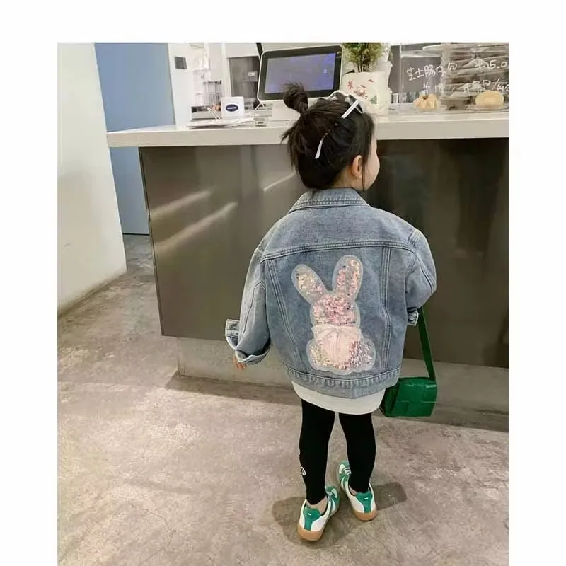 New Children\'s Denim Coat Girls Fashion Casual Cute Jacket Spring Autumn 2024 Kids Loose Button Outerwear 2-10 Years Old