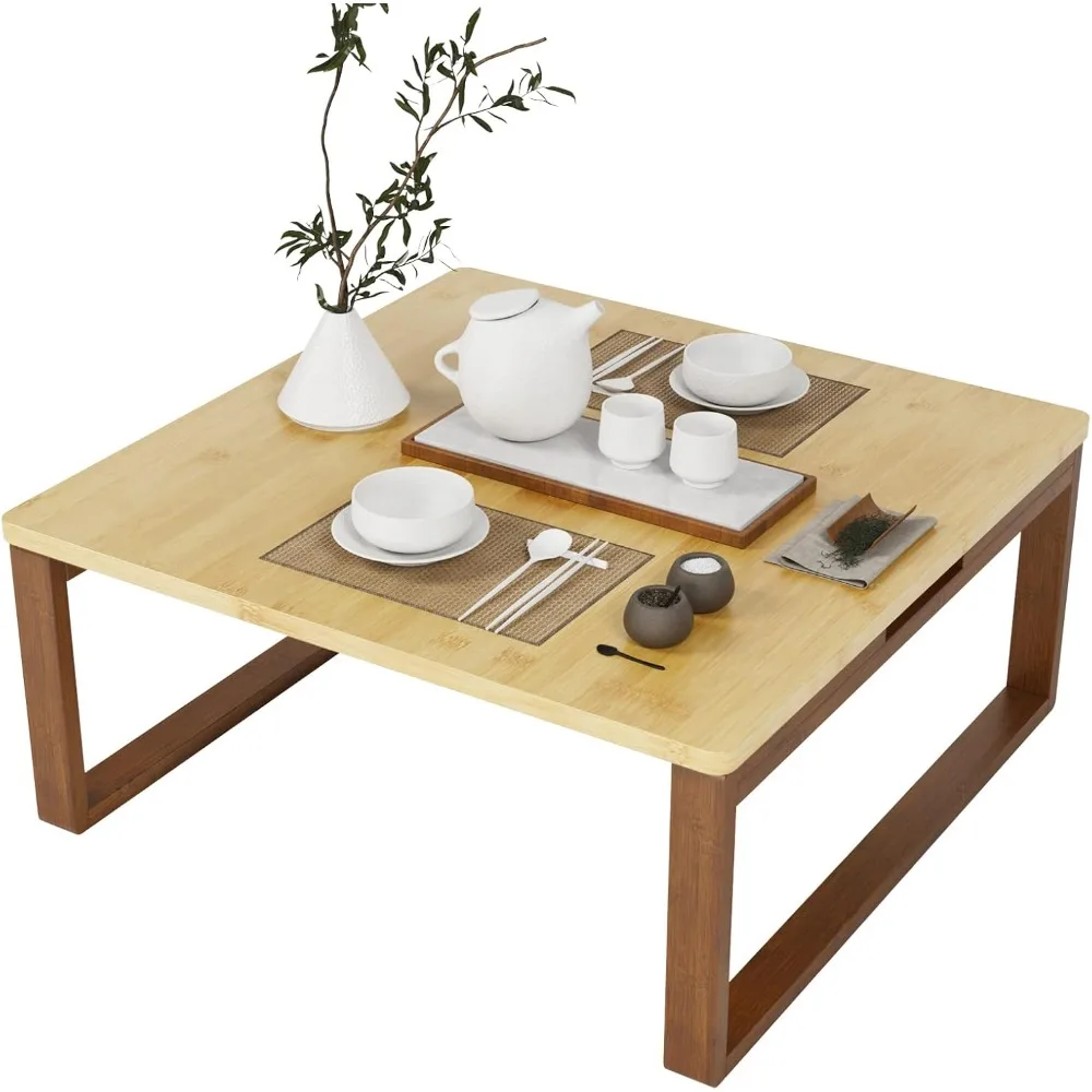 

Small Foldable Coffee Table, Wooden Low Table for Sitting on The Floor, Bamboo Floor Desk, Japanese Dining Table, Tatami