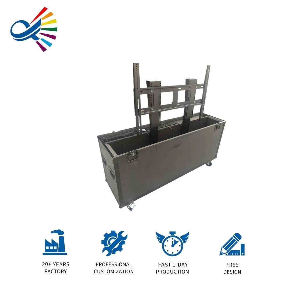 OEM ODM Custom Protective Case Motorised Lift Electric Lift Flight Road Case For All Types Of LCD LED TV Plasma Screen