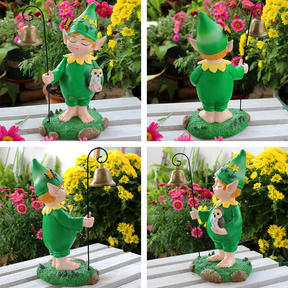 Delicate Owl Elf Resin Statue Decorative Garden Landscaping Yard Desktop Ornament Cute Realistic Sculpture Statue
