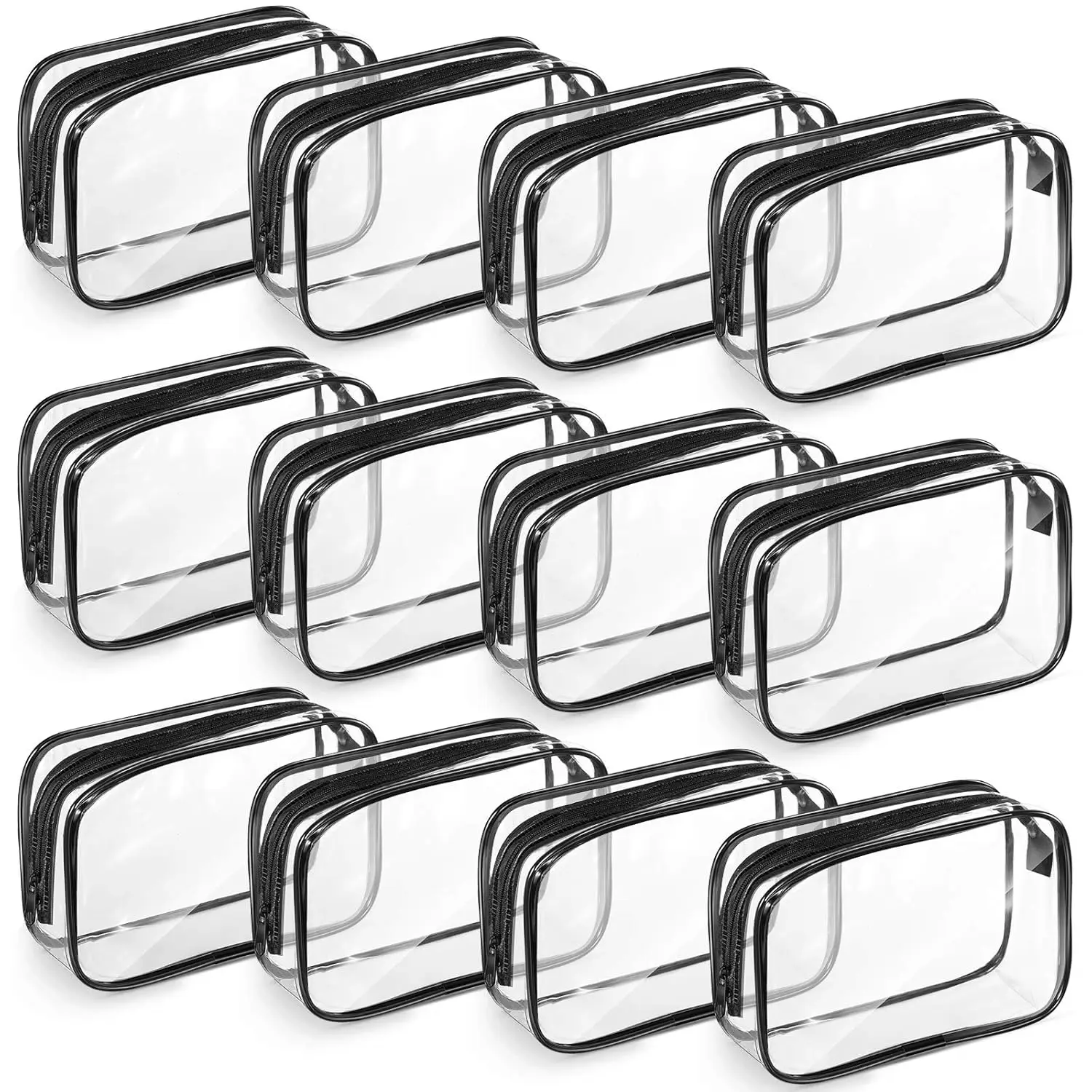 

Clear Makeup Bags PVC Zipper Pouches Travel Waterproof for Women Organizing Toiletries, 12 Pack