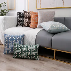 European Luxury Chenille Cushion Cover Red Blue Brown Square Jacquard Pillow Cover 45x45cm / 30x50cm Decorative Sofa PillowCae