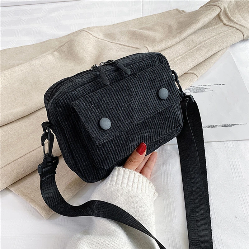 

Teenager Girl Crossbody Bag Women's Small Corduroy Shoulder Bag Bolsa Cute Tote Student Street Korean Harajuku Messenger Bag