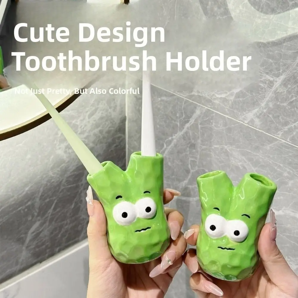 

2 Holes Ceramic Toothbrush Holder Creative Waterproof Toothbrush Storage Rack Cartoon Cute Electric Toothbrush Holder Home Decor