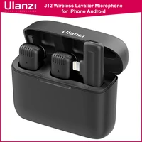 Ulanzi J12 sistema de micrófono Lavalier inalámbrico micrófono de grabación de Audio y vídeo Mini micrófono para iPhone Android transmisión en vivo