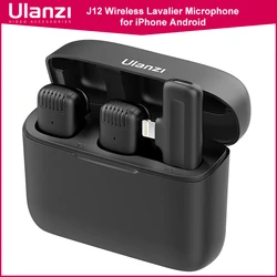 Ulanzi J12 bezprzewodowy mikrofon Lavalier System Audio nagrywanie wideo mikrofon Mini Mic dla iPhone Android transmisja na żywo