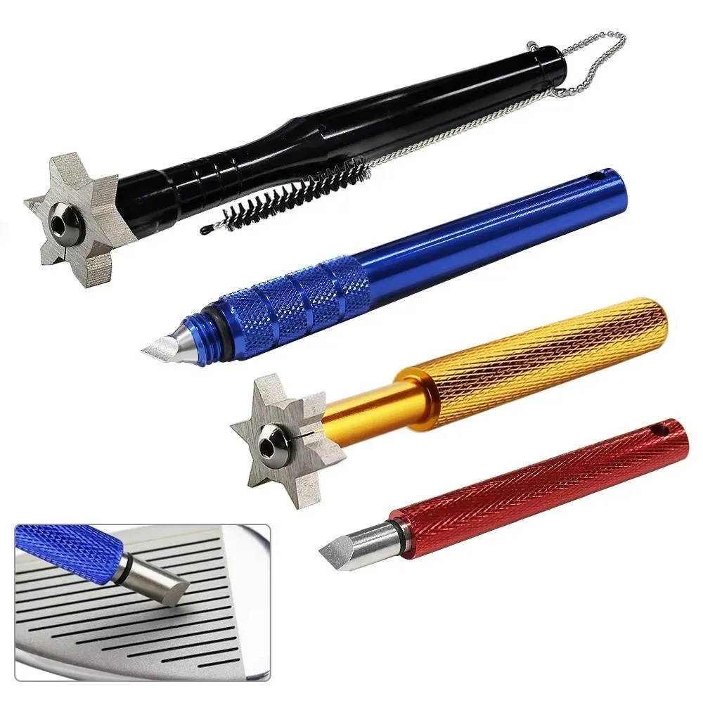 

Alloy Wedge Golf Club Grooving Sharpening Tool Lanyard Hole Non-Slip Golf Club Sharpener Head Strong Wedge Golf Groove Sharpener