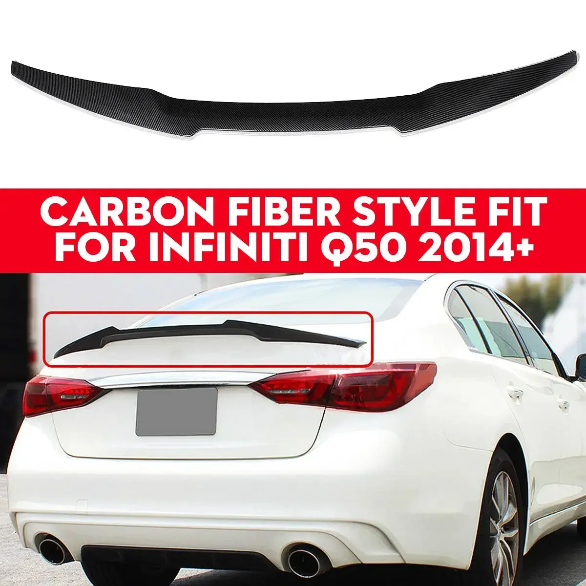 New M4 Look Q50 Rear Wing Lip Car Rear Trunk Boot Lip Spoiler Wing Lid Extension For Infiniti Q50 2014-2021 Rear Wing Boot Lip