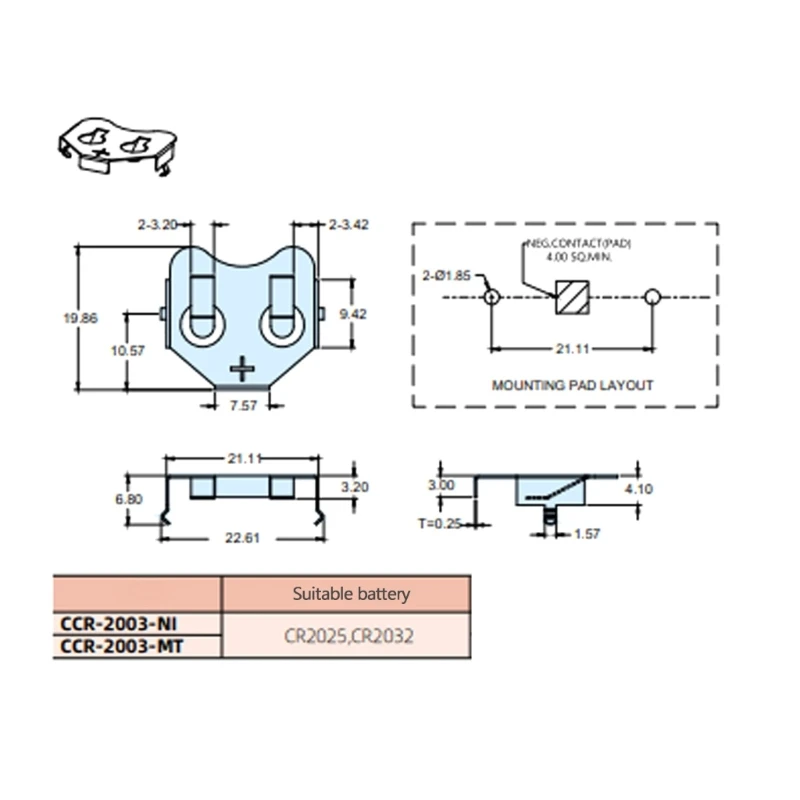 Phosphor Bronze Cell Holder for CR1620 CR1616 CR2032/CR2025 CR1225/CR1220 Battery Clip Battery Holder Socket Connector QXNF