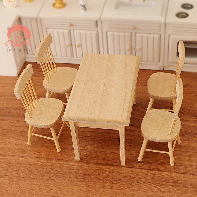 1Set DollHouse Mini Simple Table And Chair Set Model Doll House Home Scene Decoration