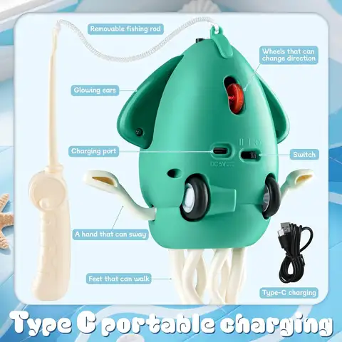 Elektrisk dansande bläckfiskleksak barn ljud och ljus hinder undvikande krypande simulerad bläckfisk baby roliga interaktiva leksaker 10 best sales sång- och dansleksaker - №4