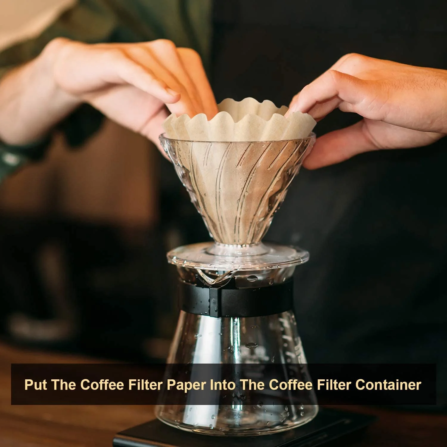 A62K 100 قطعة سلة 1-4 أكواب مرشحات القهوة سلة مرشحات مرشحات القهوة الورقية للاستخدام المنزلي والمكتب باللون البني #1