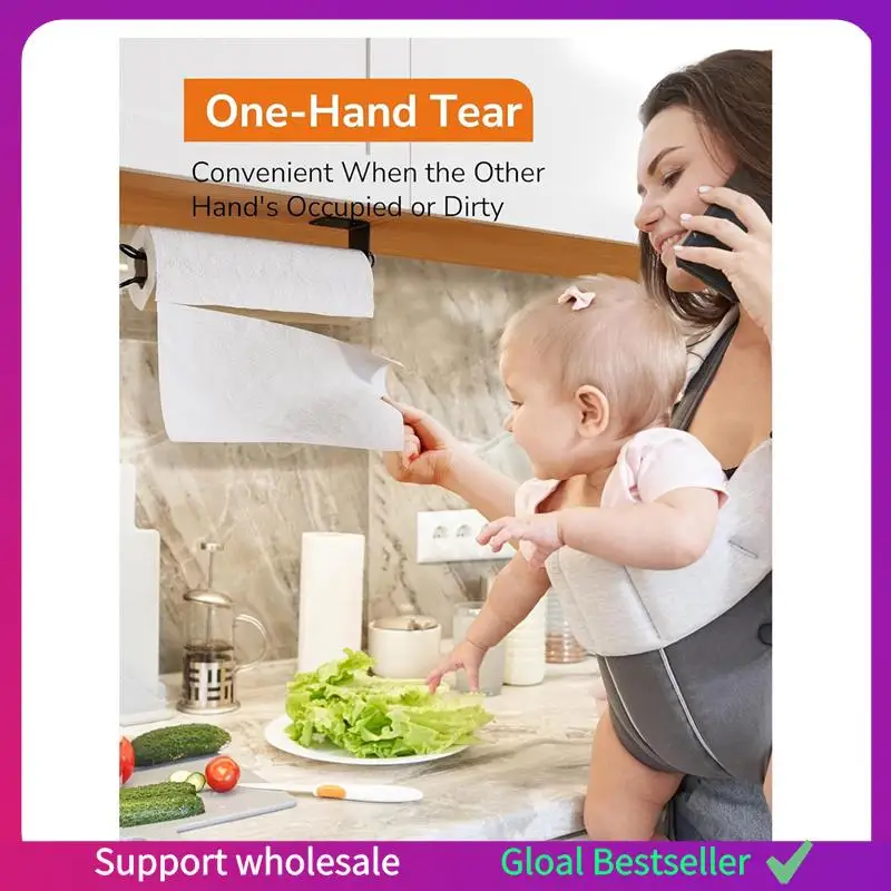 

A38M Paper Towel Holder Under Cabinet One-Hand Tear Kitchen With A Towel Hook One-Size-Fits-All Paper Towels Wall Mount Easy To