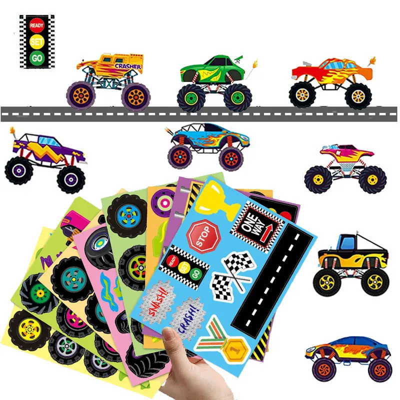 5/20SheetsDIY Monster Truck Car Assembly Stickers Make Your Own Truck Stickers For Boys And Girls Assembling Jigsaw Puzzle Gifts