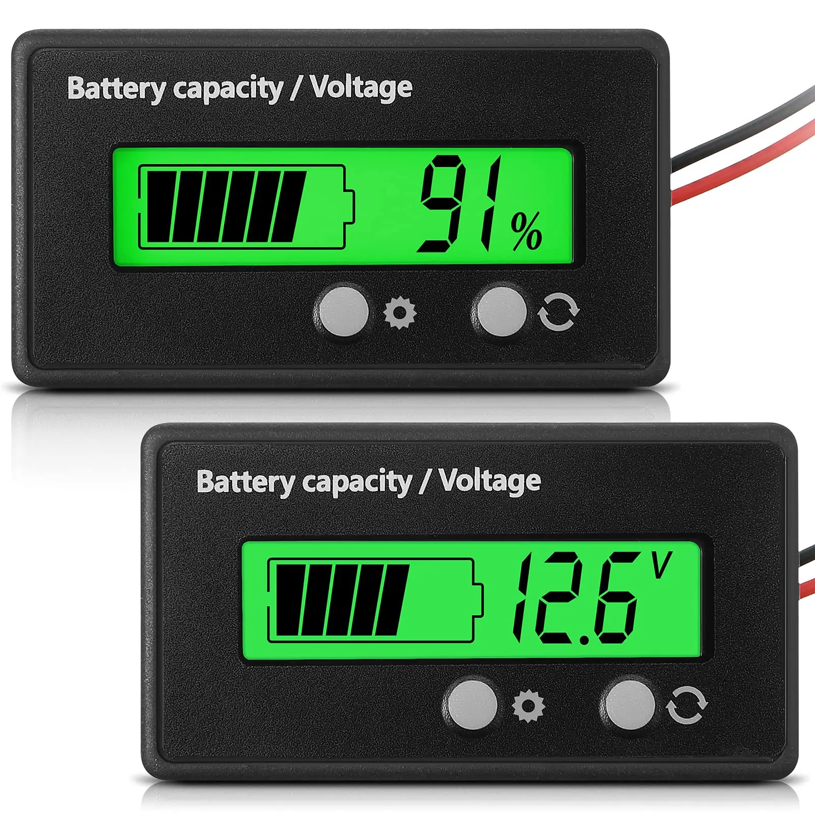 DC 12V 24V 36V 48V 60V 72V Golf Cart Battery Gauge with Alarm, Front Setting and On/Off Button Battery Capacity Meter Indicator