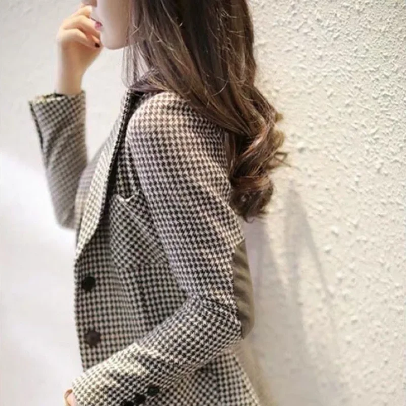 Plaid Elegant Women\'s Blazer Suits Tailoring Latest Fashion Coat Luxury Blazers Winter Clothing Jacket for Women Long Trend N34