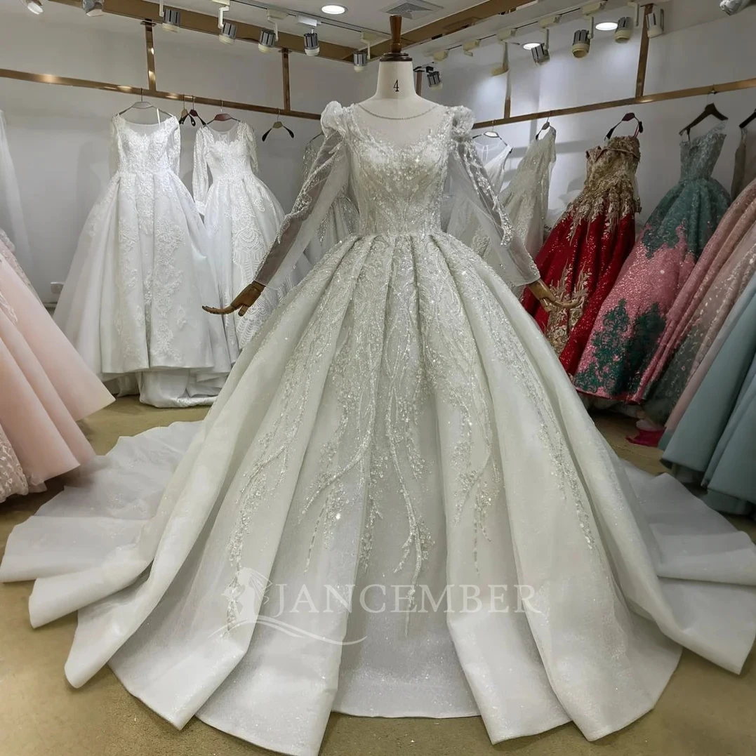 

Свадебное платье Vestido De Noiva, элегантное свадебное платье со шлейфом, иллюзия, длинные рукава, кружевное платье принцессы De Mariee по индивидуальному заказу
