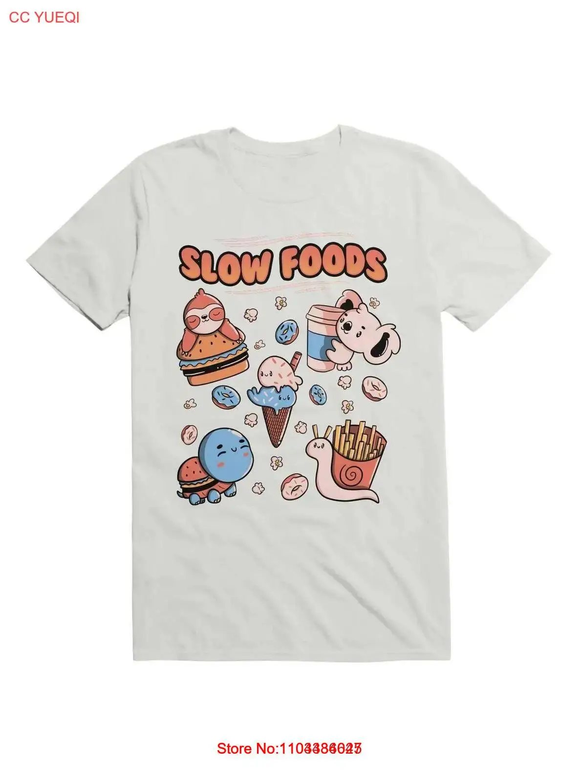 Slow Food Cute Animals Sloth Koala Turtle Snail Fries T-Shirt