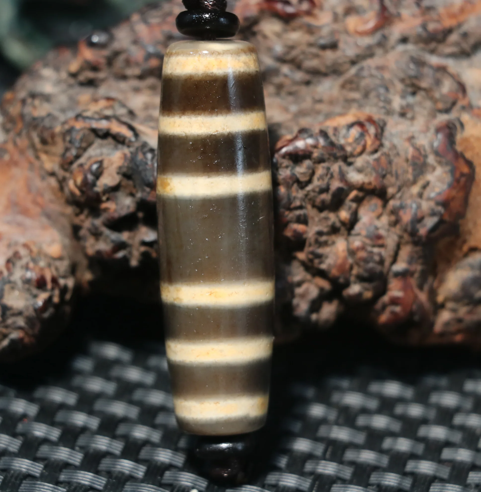 

Healing Energy Tibetan Old Agate Line Type Medicine Elements SYmbol dZi Bead Pendant Timestown Amulet UPD221202A21