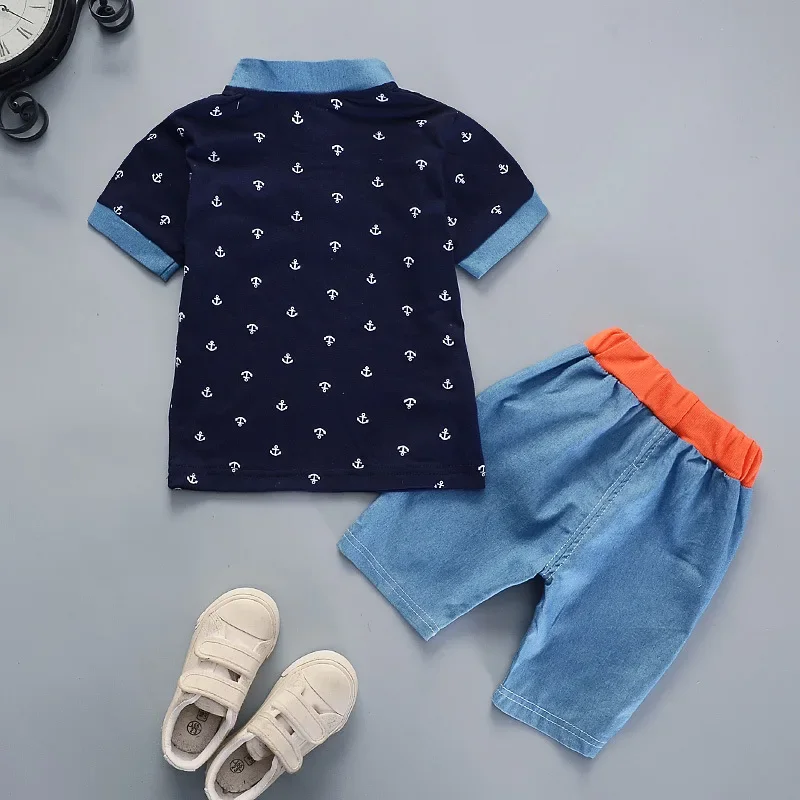 2022 Summer boys clothes sets Baby boy fashion print T-shirt + shorts  2 pieces baby cotton clothing set