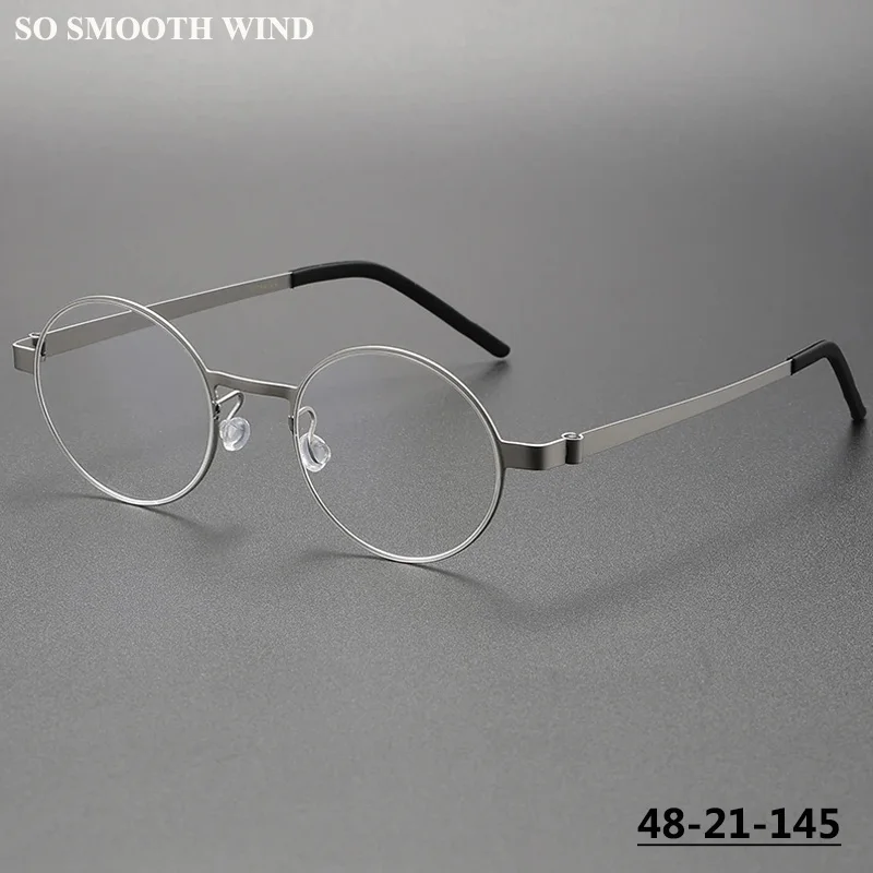

Retro Round Screwless Glasses Frame Denmark Titanium Ultralight Spectacles Eyeglasses Men Women Classic Circle No Screw Eyewear
