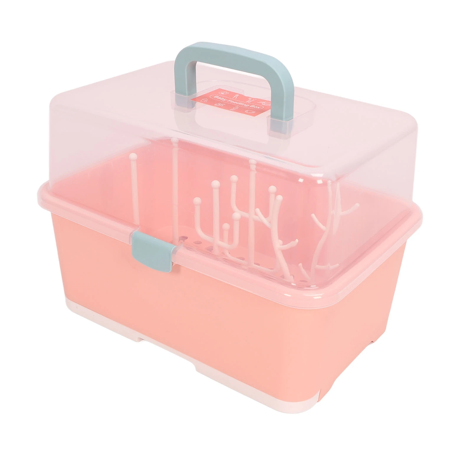 Baby Bottle Drying Racks Portable Nursing Bottle Storage Box Dinnerware Organizerwith Cover for Baby Toddler Home