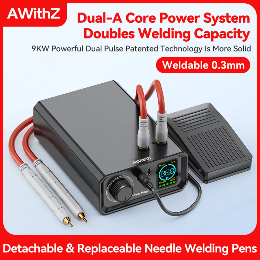 AWithZ UK1 Spot Welder Pedal Spot Welding Machine 18650 Lithium Battery DIY Spot Welding Machine Type-C Rechargeable 60000Mah
