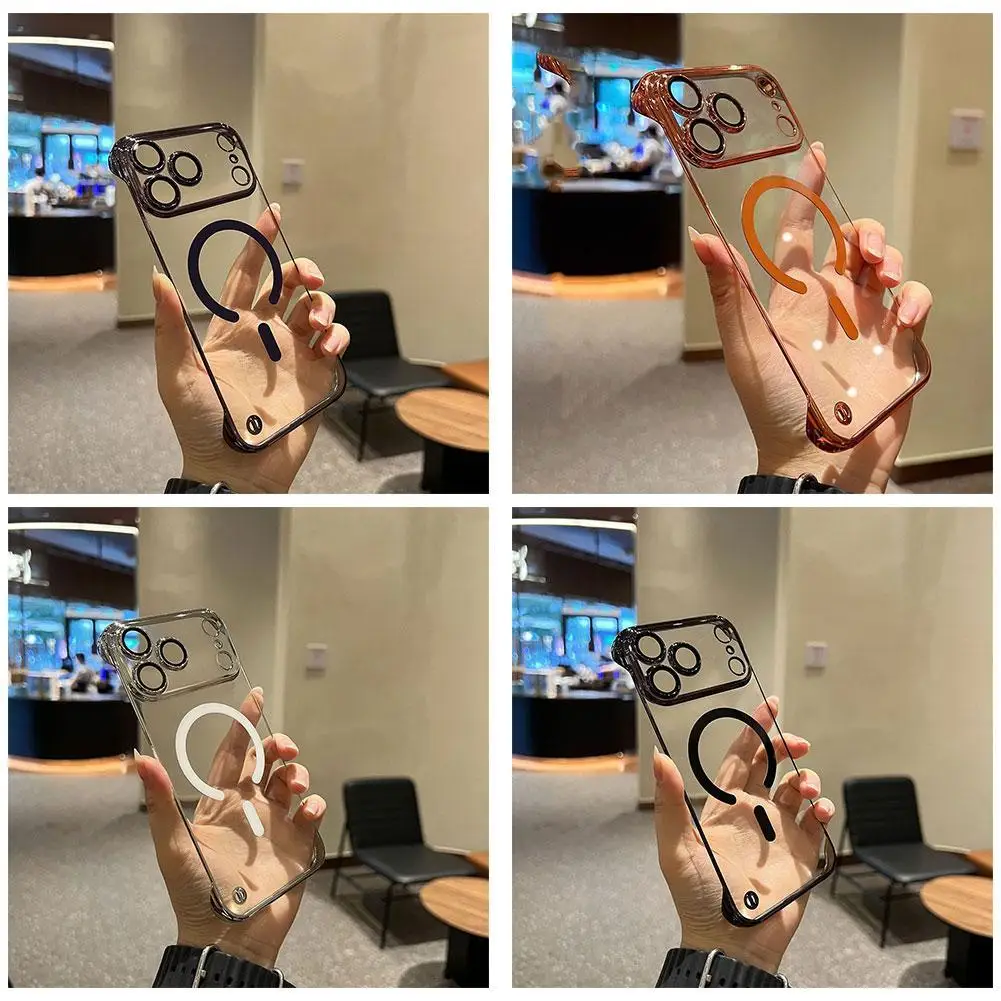 

Electroplated Frameless Magnetic Phone Case for iphone 17Pro Max Anti-slip Dustproof Scratch-Resistant And Dust-Proof Phone G0P7