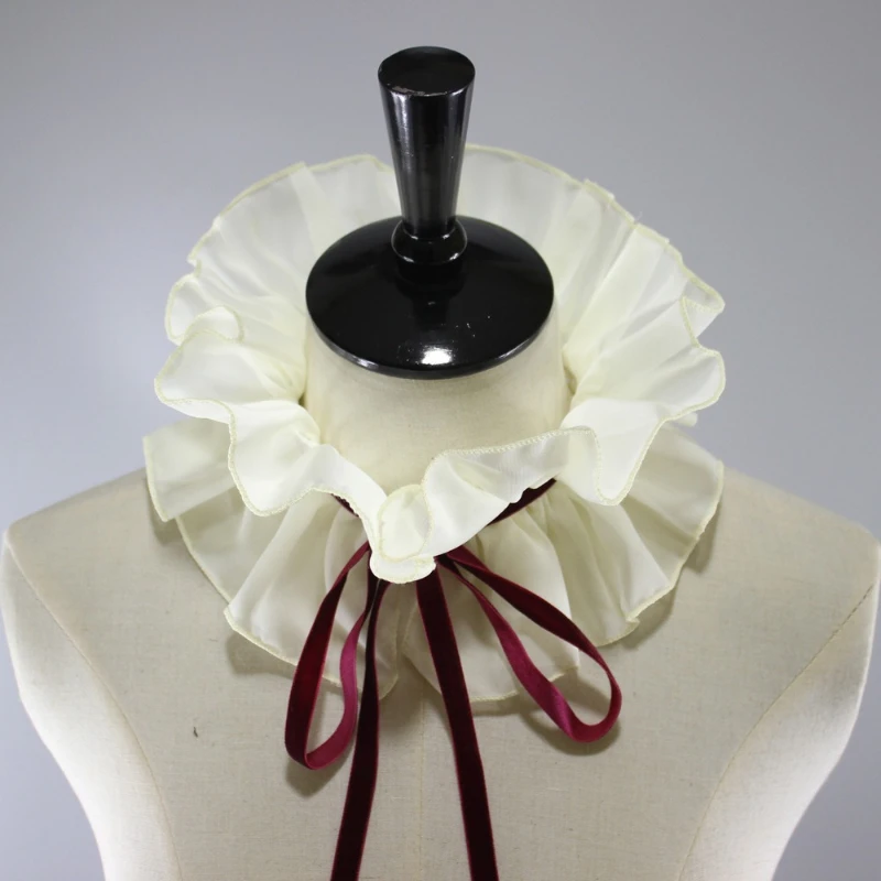 Fresh Style Neck Warmer, Renaissance Ruff Collar, Autumn Winter Decorative False Collar, Vintage Versatile Collar Accessories view 4