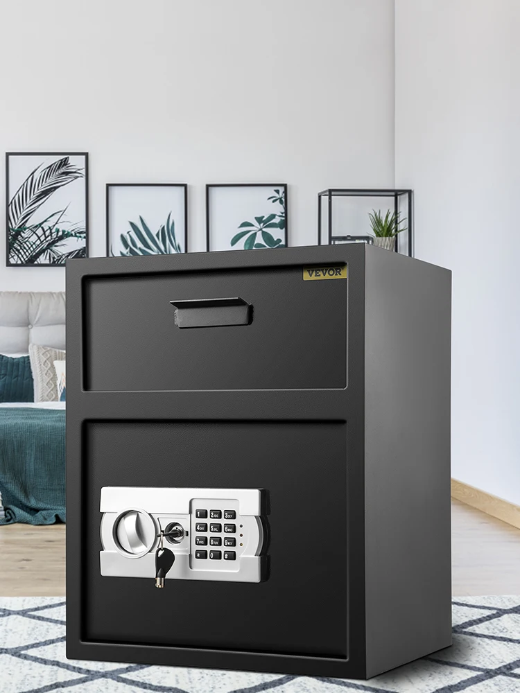 SucceBuy Electronic Safe Deposit Box With Drop Slot Secret Hidden Piggy Bank Security Digital Access Two Keys for Store Money Guns