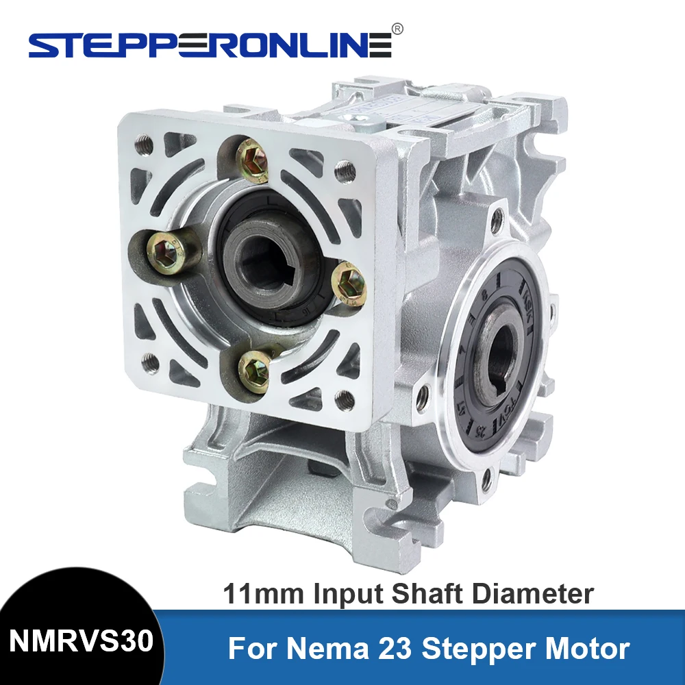 

STEPPERONLINE Ratio 5:1 to 50:1 Worm Gear Reducer NMRVS30 High Torque Gearbox Input 11mm Output 14mm for Nema23 Motor